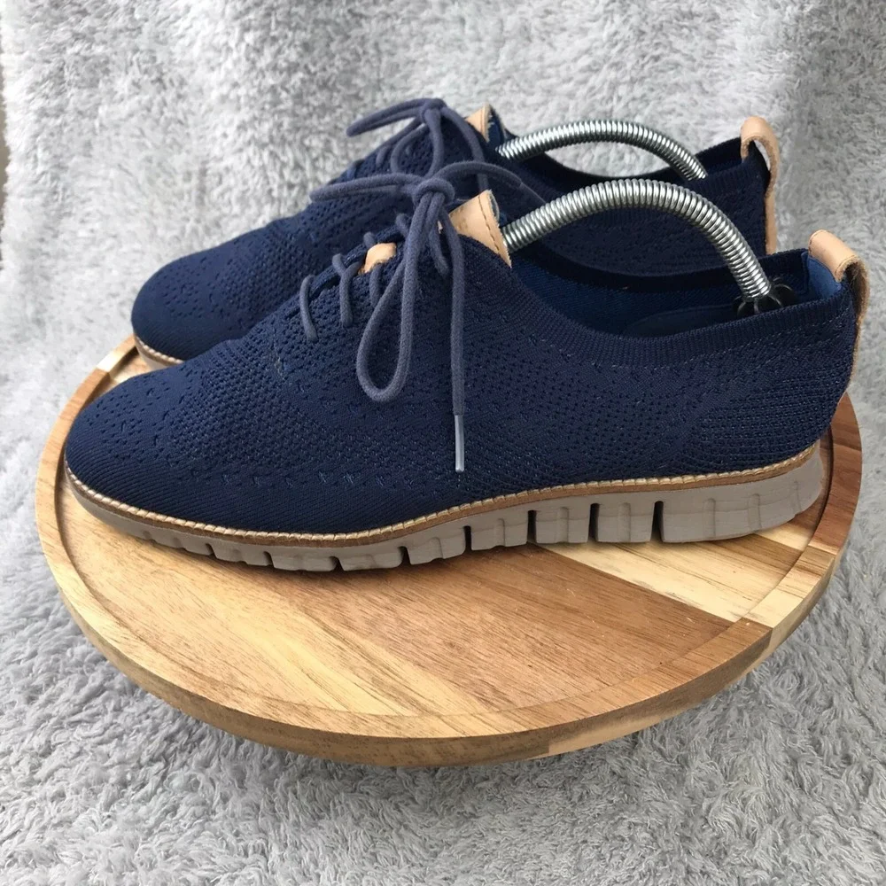 Cole Haan ZeroGrand Stitchlite Wingtip Oxford Mens 9M Blue Dress Shoe C27844